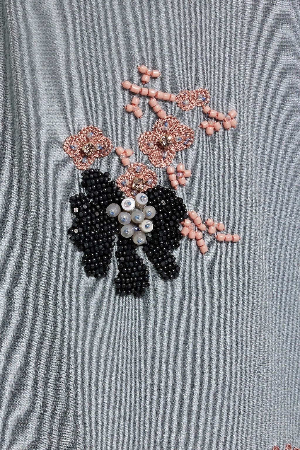 VALENTINO GARAVANI Embellished silk-crepe wide-leg pants
