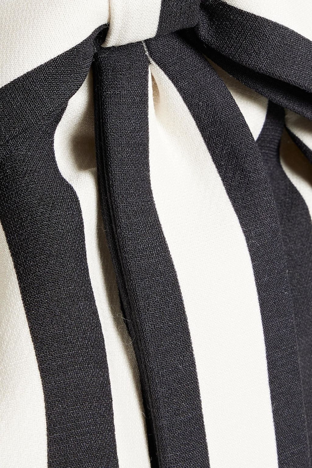 VALENTINO GARAVANI Off-the-shoulder striped wool and silk-blend crepe mini dress