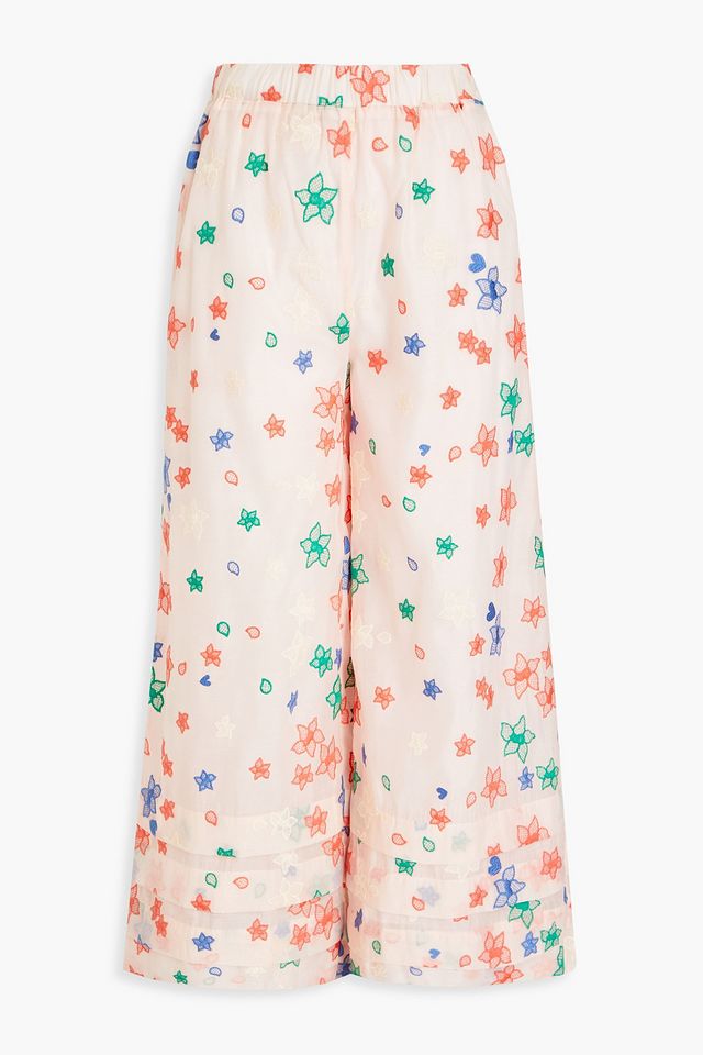 Anouk tiered embroidered organza wide-leg pants