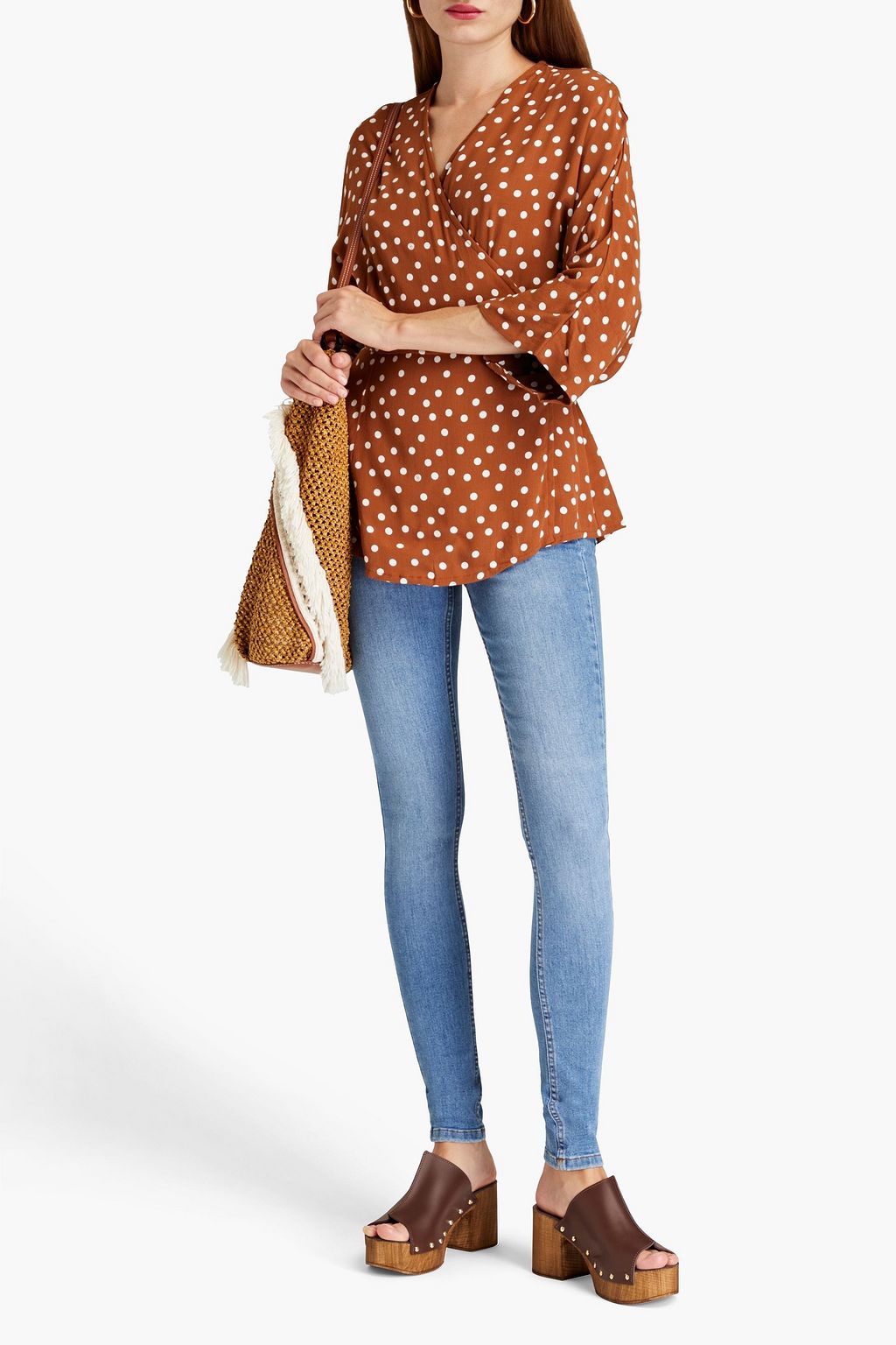 GESTUZ JanikaGZ polka-dot crepe wrap top
