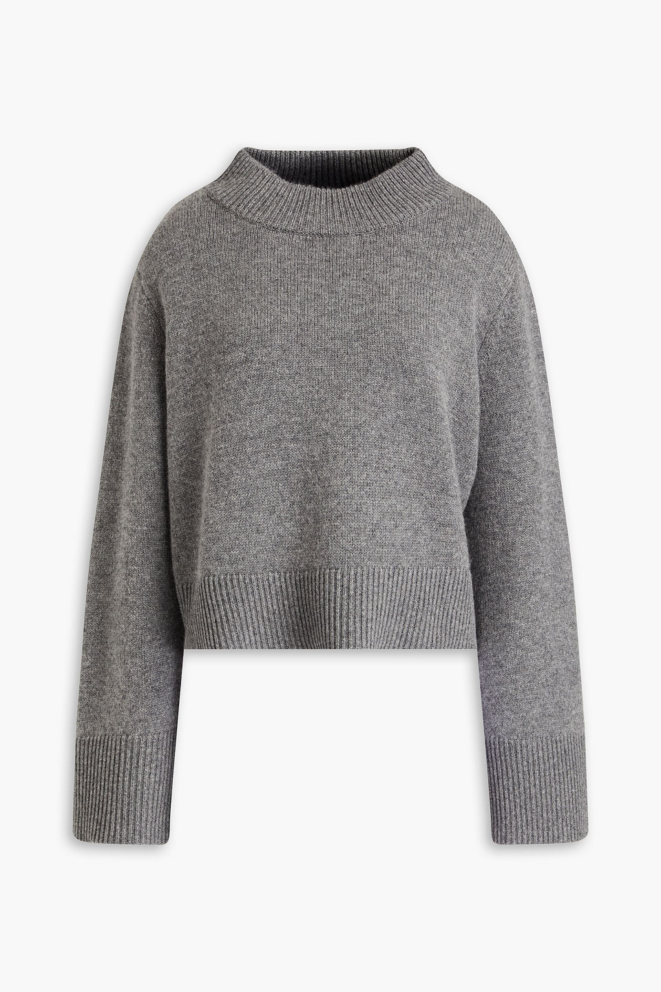 Co Cropped Wool And Cashmere-blend Turtleneck Jumper In Grey