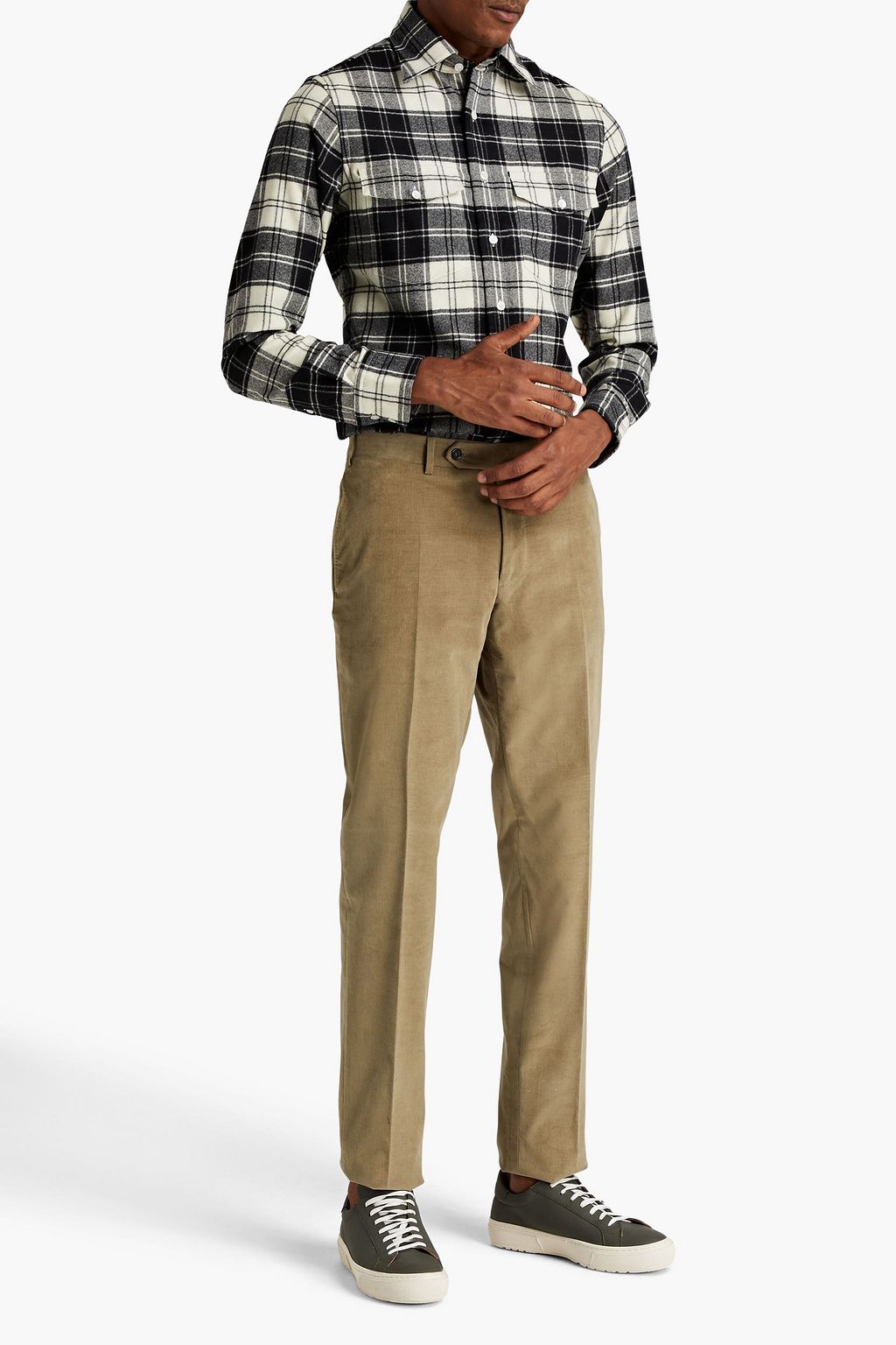 DUNHILL Checked wool-blend flannel shirt
