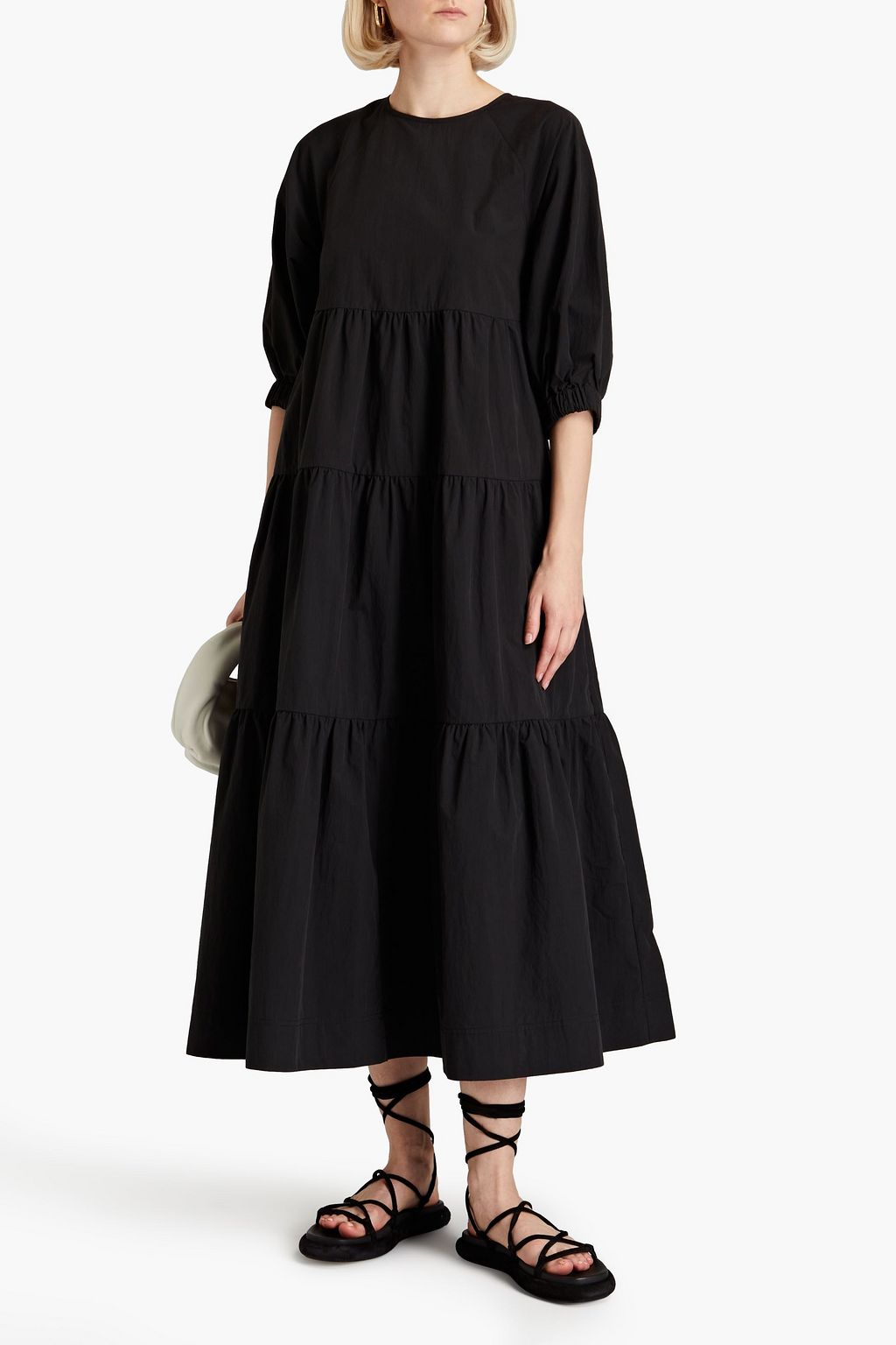 CO Gathered cotton-blend poplin midi dress