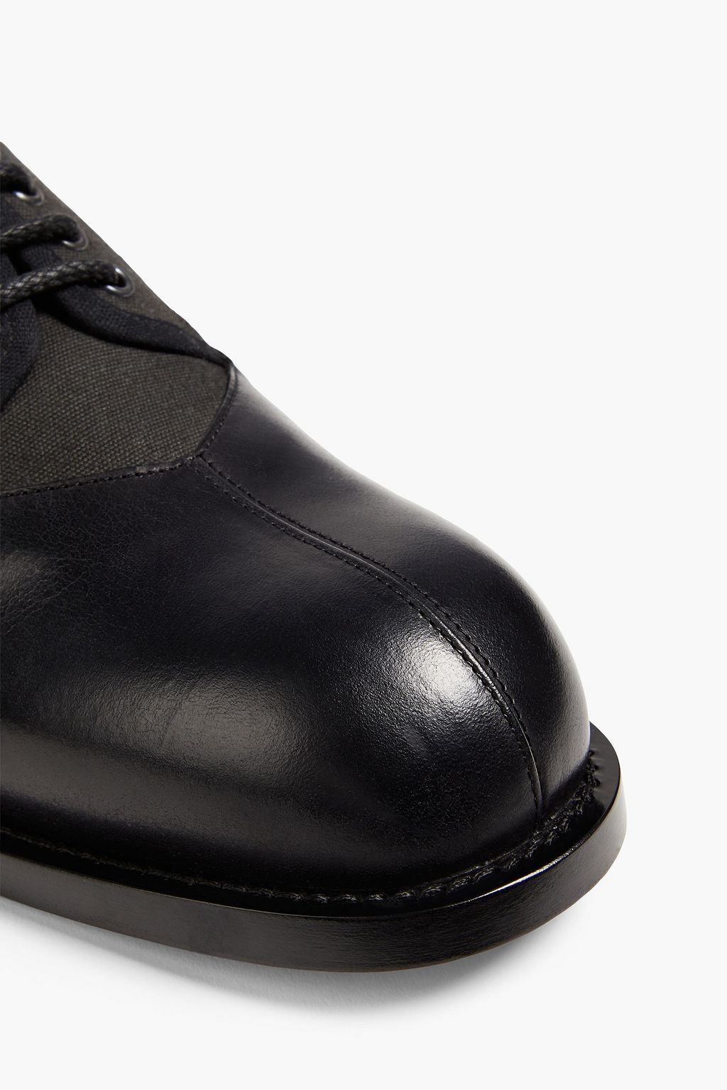 MAISON MARGIELA Burnished leather and canvas derby shoes