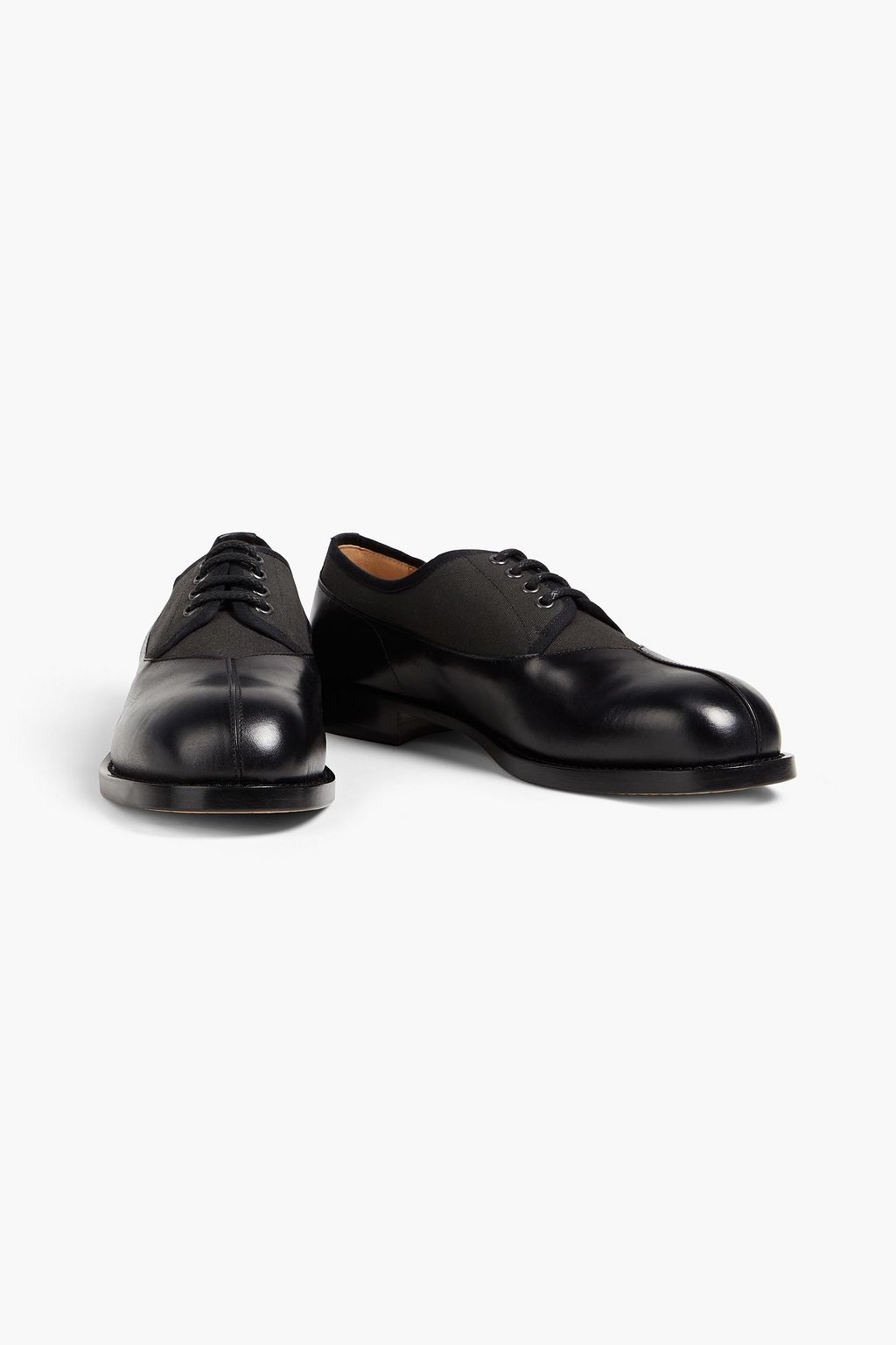 MAISON MARGIELA Burnished leather and canvas derby shoes