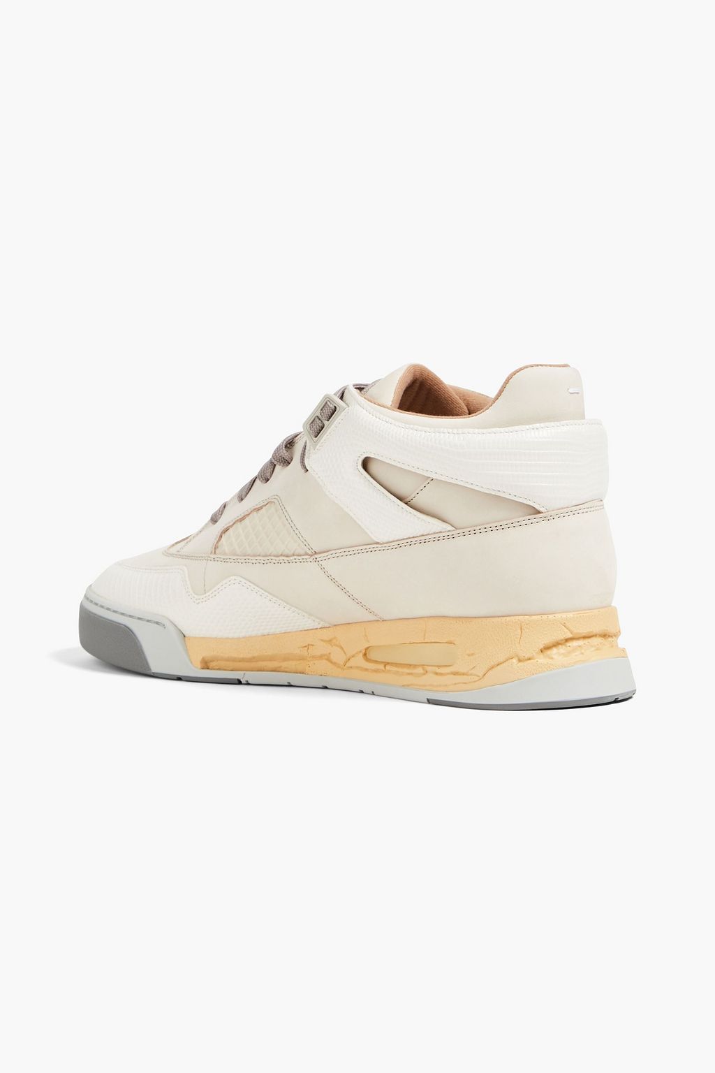 MAISON MARGIELA Mesh, nubuck and lizard-effect leather sneakers