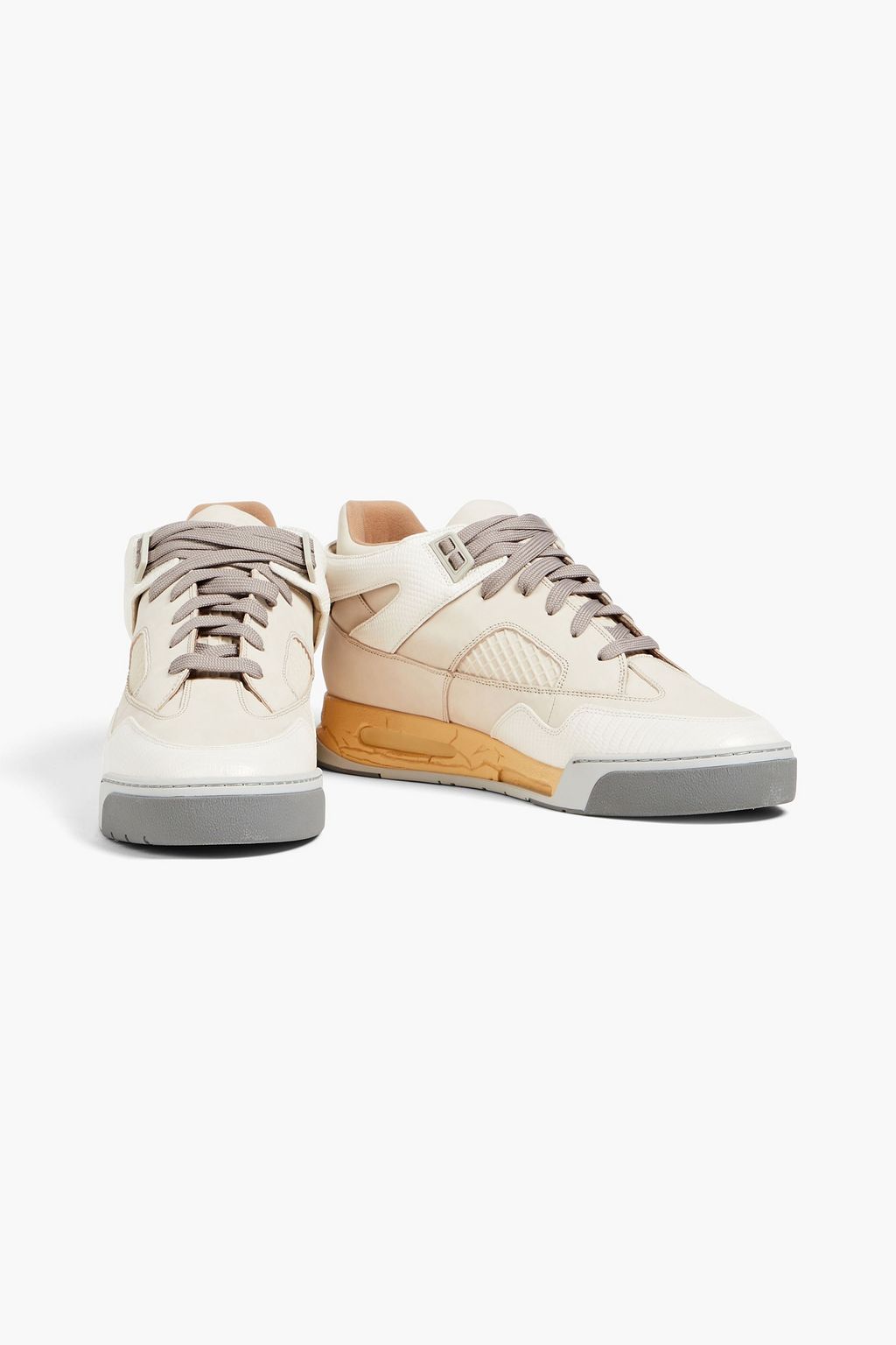 MAISON MARGIELA Mesh, nubuck and lizard-effect leather sneakers