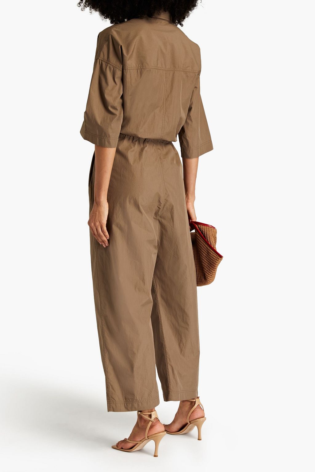 CO Jumpsuit aus Popeline aus einer Baumwollmischung mit Gürtel