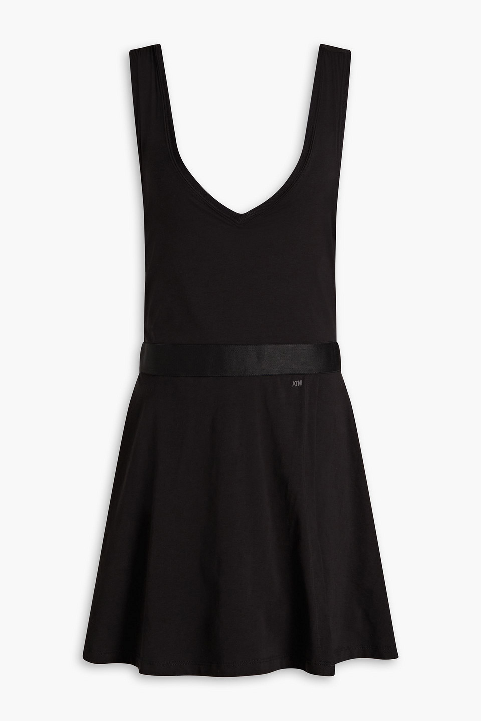Atm Anthony Thomas Melillo Wrap-effect Printed Stretch Pima Cotton-jersey Tennis Dress In Black