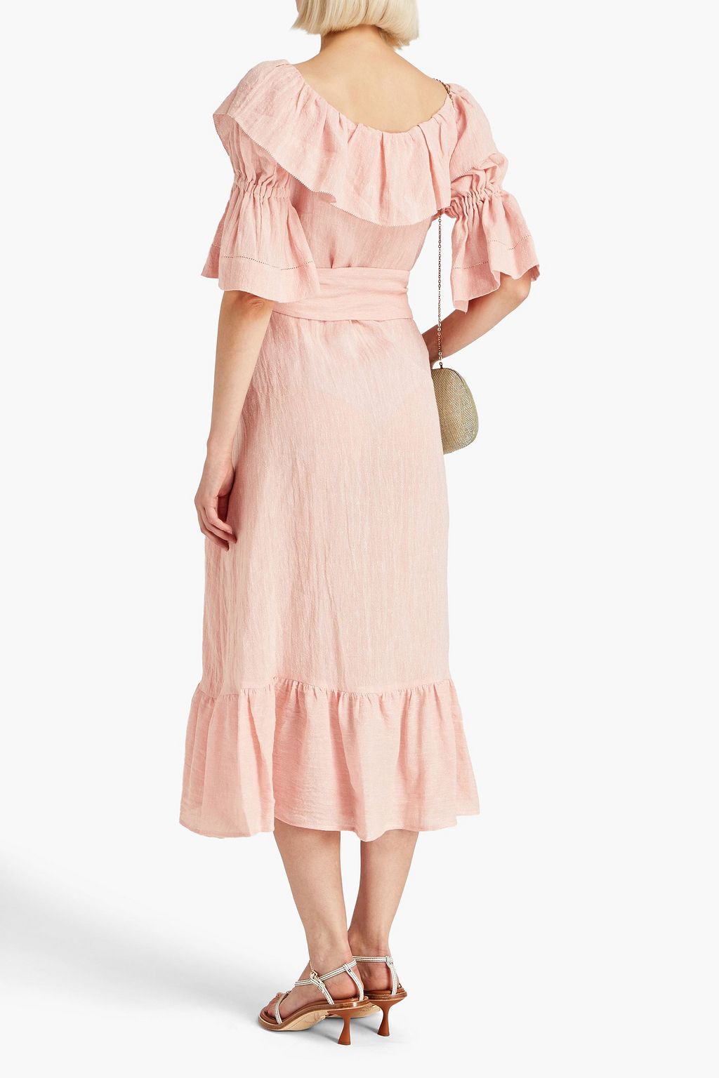 LISA MARIE FERNANDEZ Natasha metallic linen-blend gauze midi dress