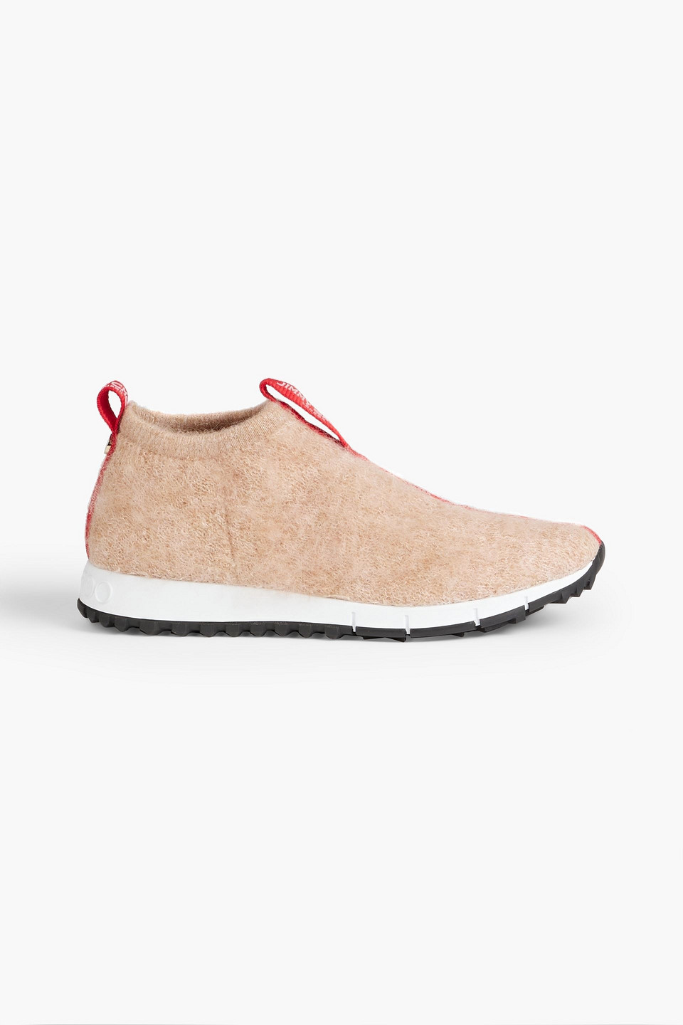 Jimmy Choo Norway Brushed Stretch-knit Slip-on Sneakers In Blush