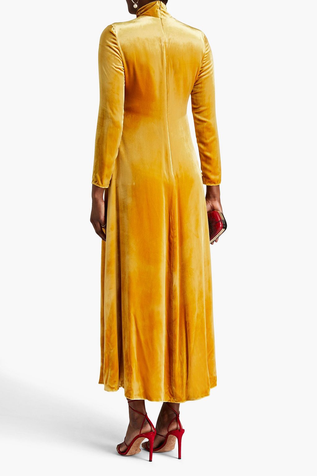 VALENTINO GARAVANI Crushed-velvet turtleneck maxi dress