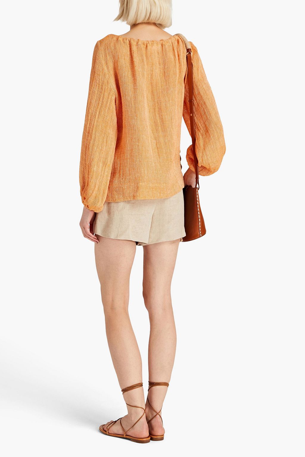 LISA MARIE FERNANDEZ Gathered linen-blend gauze top