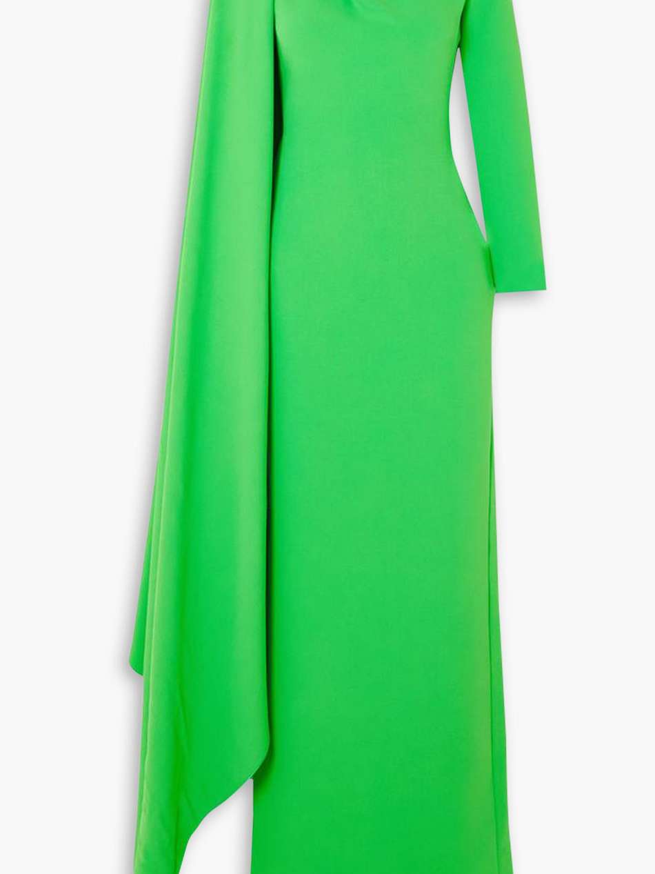 lydia one-sleeve cape-effect crepe maxi dress