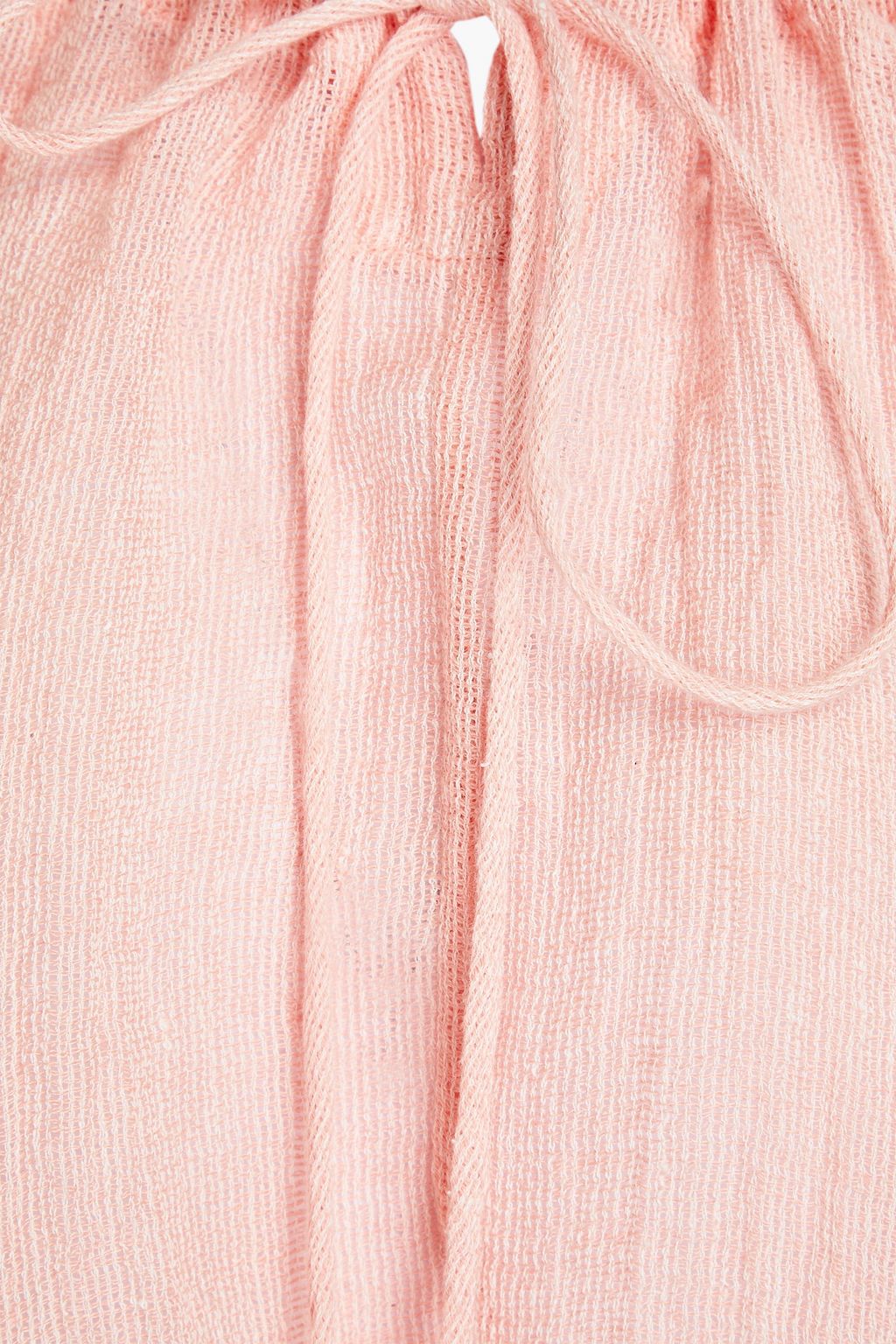 LISA MARIE FERNANDEZ Peasant cropped linen-blend gauze top