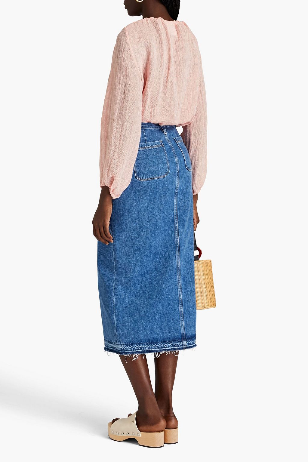 LISA MARIE FERNANDEZ Peasant cropped linen-blend gauze top