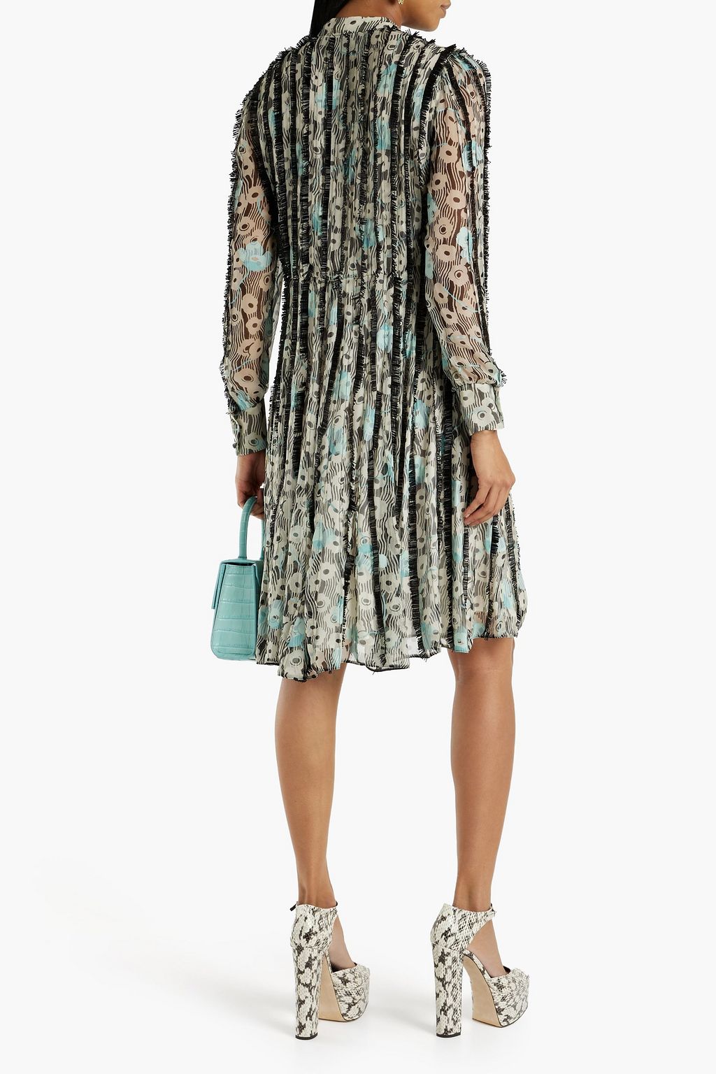 VALENTINO GARAVANI シルクシフォン ワンピース ピンタック&プリント入り