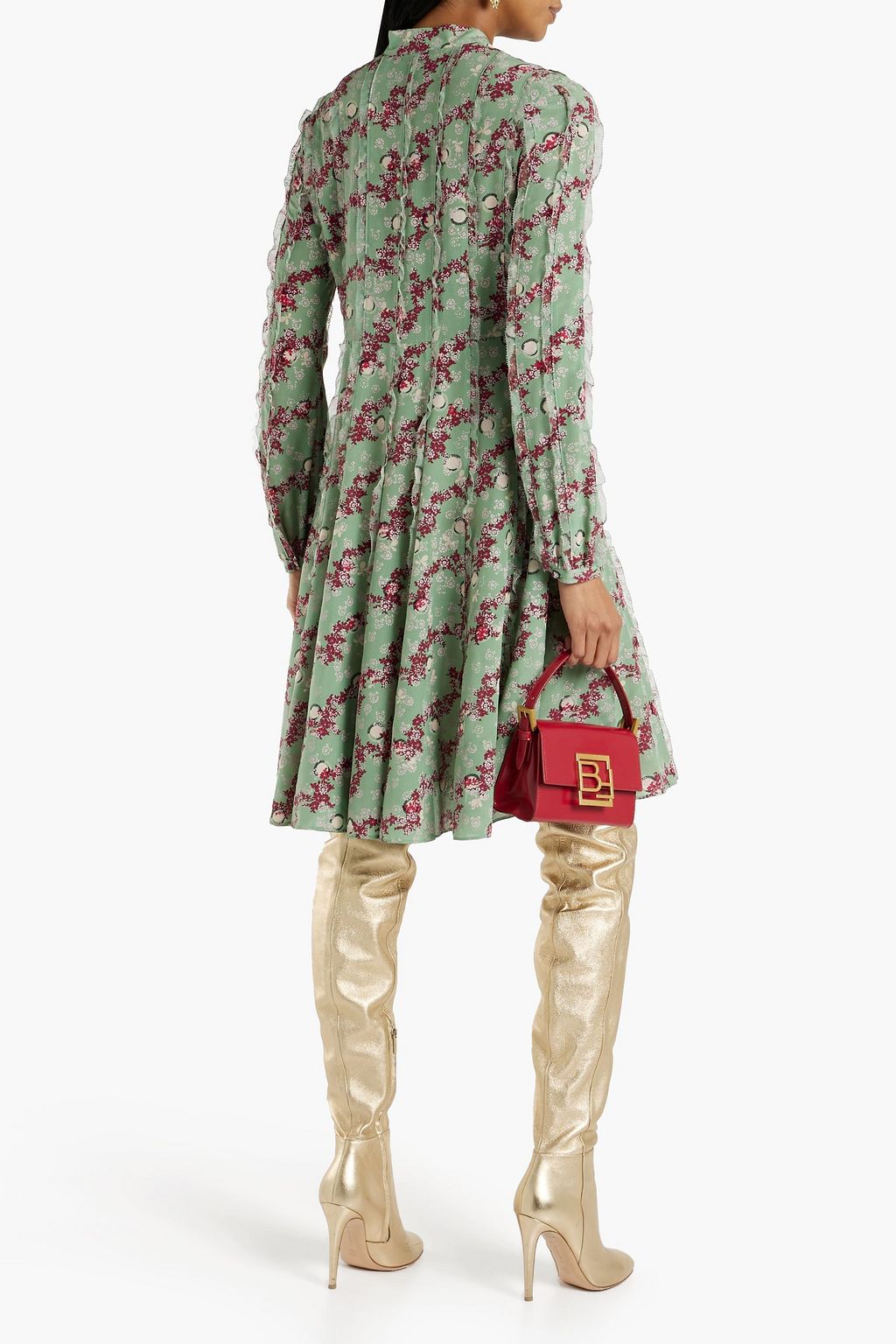 VALENTINO GARAVANI Pussy-bow printed silk crepe de chine dress