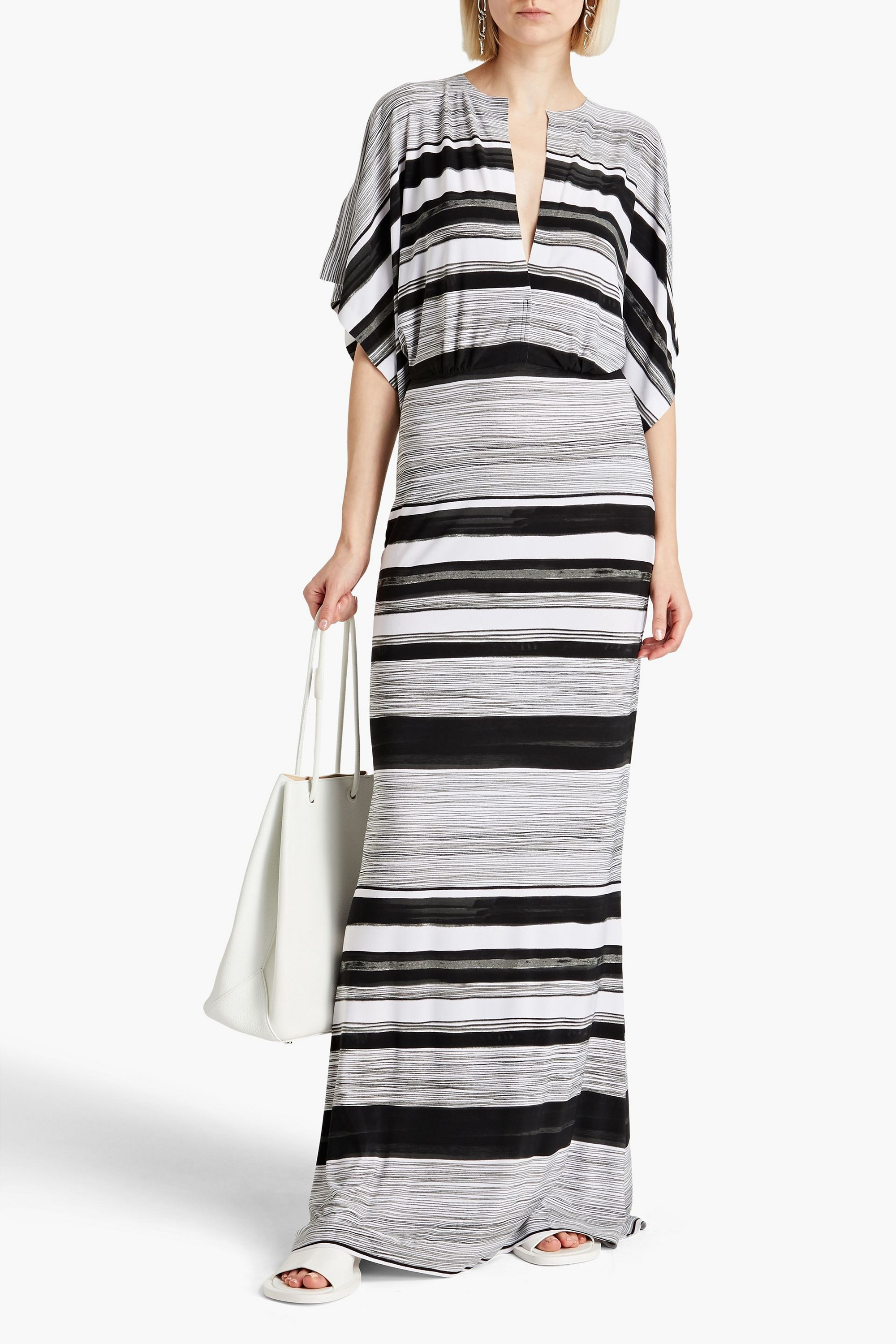 Norma Kamali Obie striped stretch-jersey maxi dress