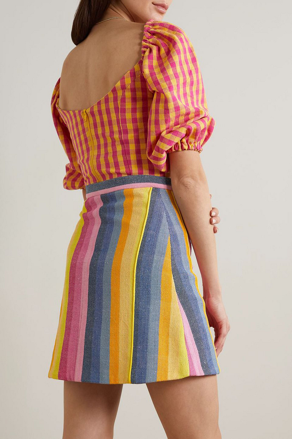 SINDISO KHUMALO JEMMA STRIPED LINEN-CANVAS MINI SKIRT
