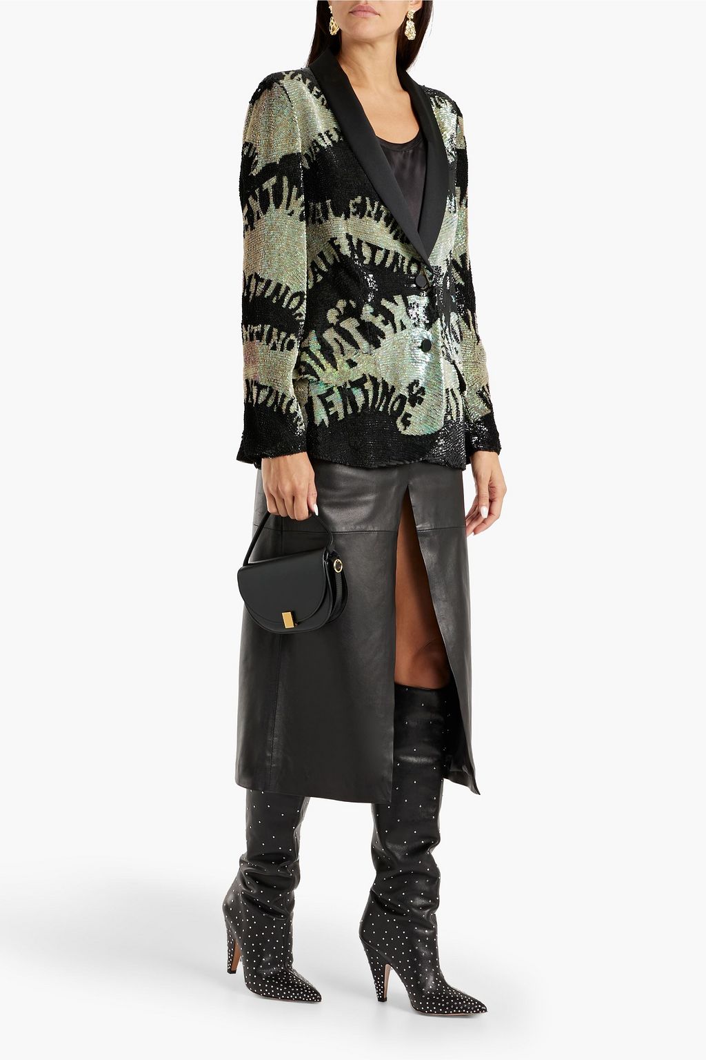 VALENTINO GARAVANI Sequined silk-chiffon blazer