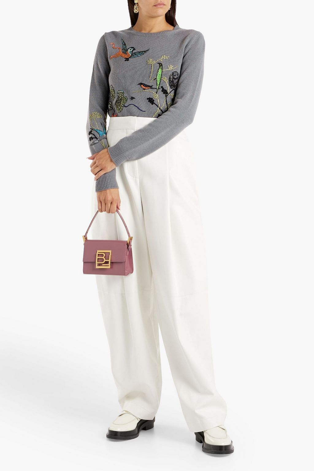 VALENTINO GARAVANI Embellished wool and cashmere-blend sweater