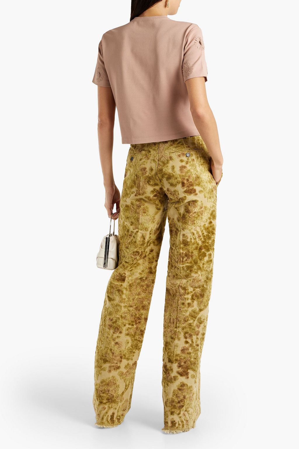 VALENTINO GARAVANI Cropped floral-appliquéd jersey T-shirt