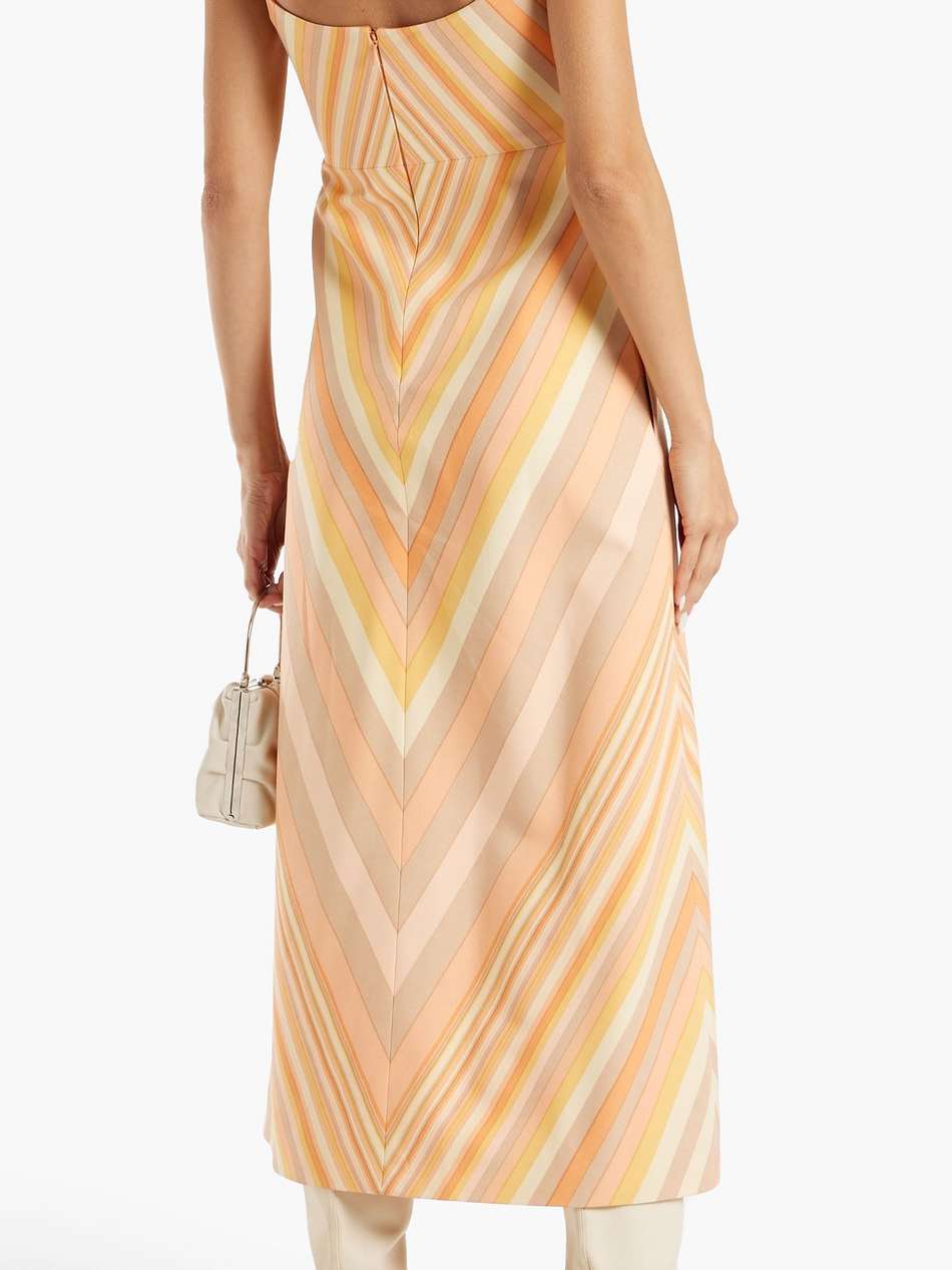 striped wool and silk-blend crepe midi dress