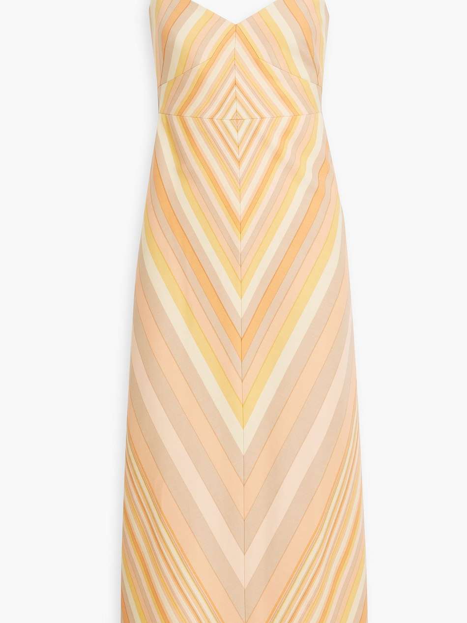 striped wool and silk-blend crepe midi dress