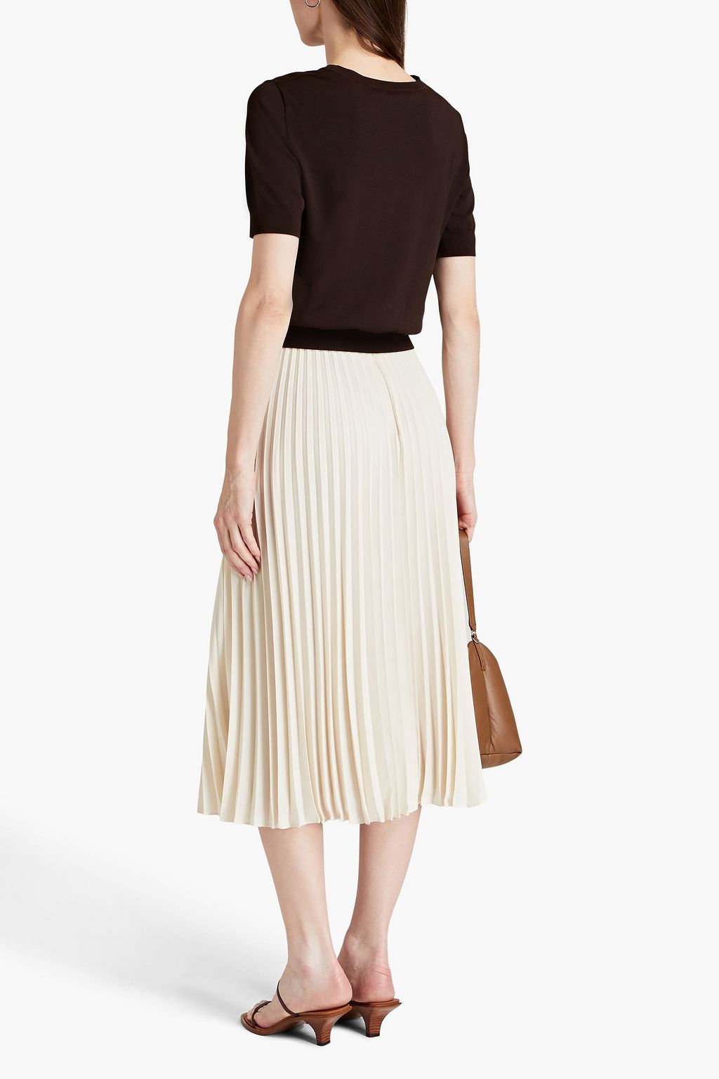 THEORY Pleated crepe skirt