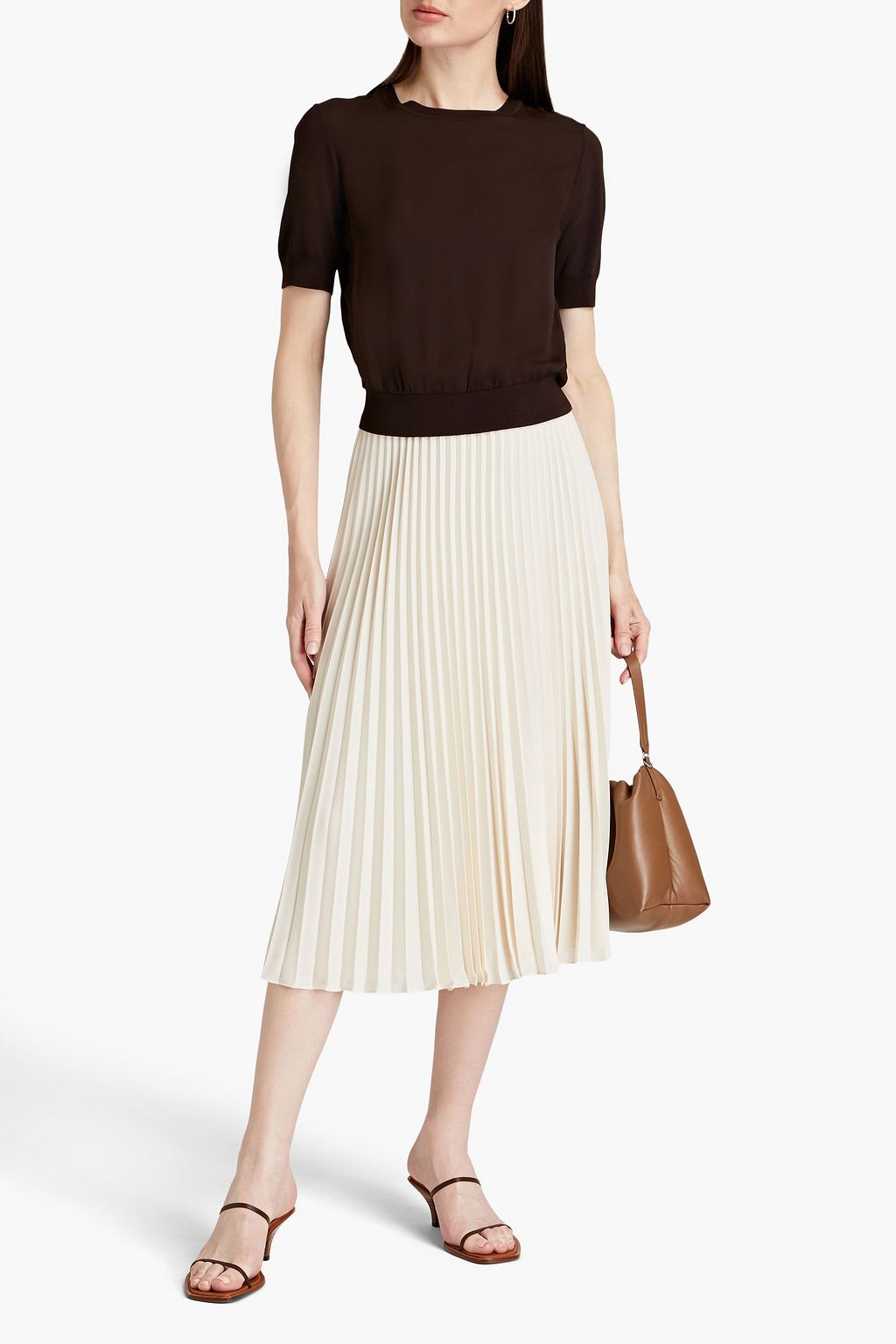 THEORY Pleated crepe skirt