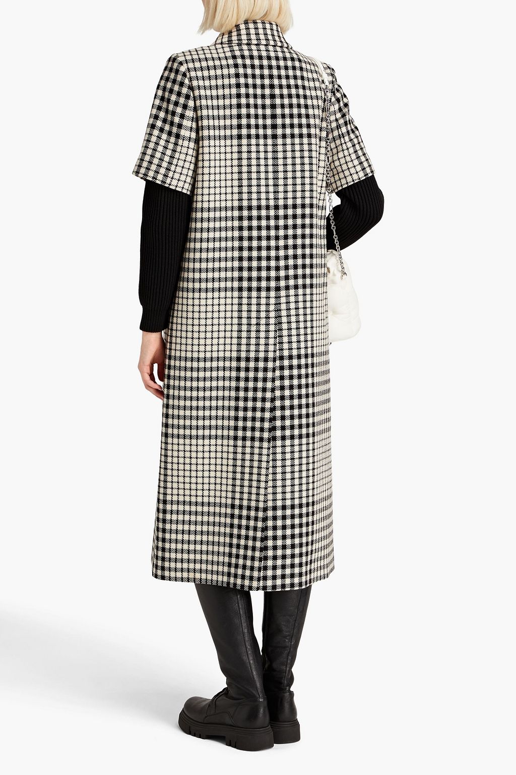 MM6 MAISON MARGIELA معطف من التويل المصنوع من مزيج الصوف بنقش مربّعات