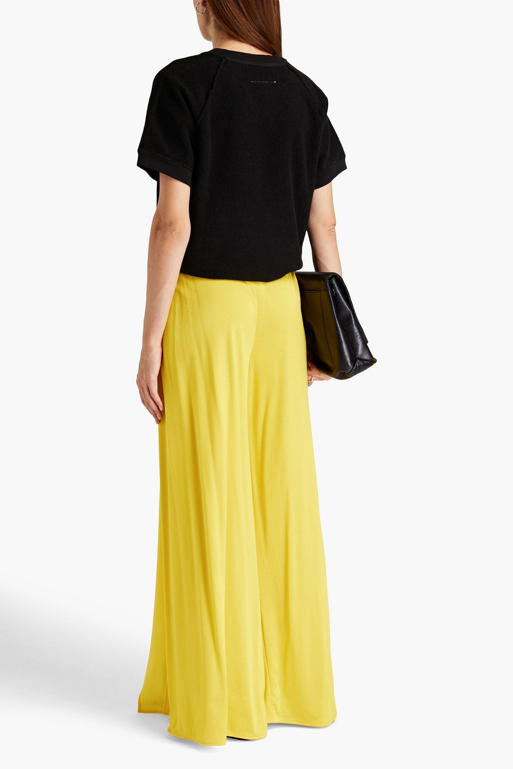 MM6 MAISON MARGIELA Pleated satin-jersey wide-leg pants