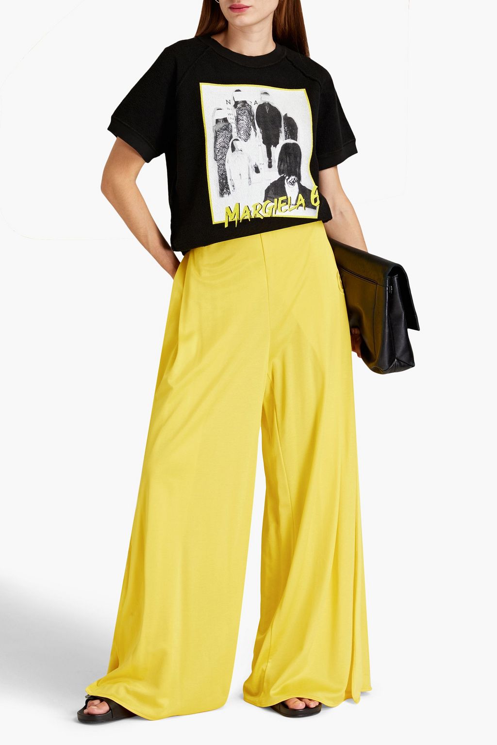 MM6 MAISON MARGIELA Pleated satin-jersey wide-leg pants