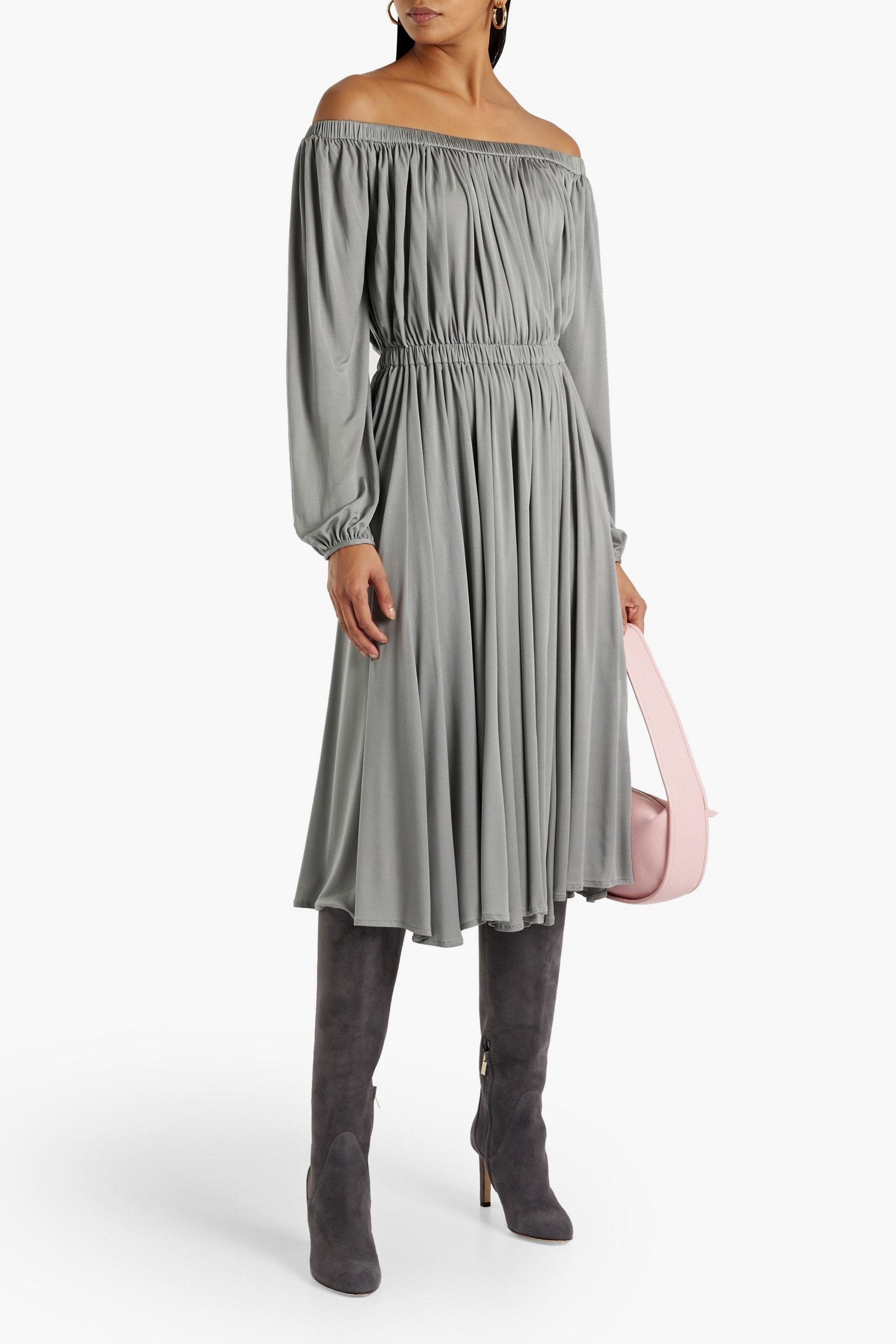 Valentino Garavani Off-the-shoulder silk crepe de chine midi dress