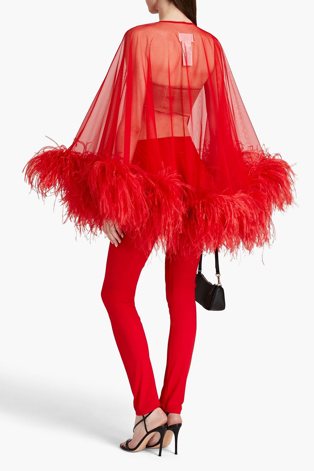 MAISON MARGIELA Feather-embellished stretch-tulle cape