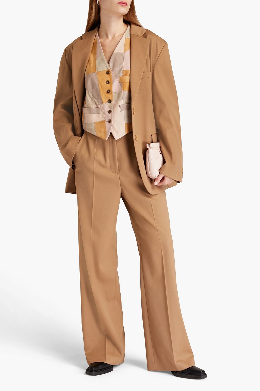 MM6 MAISON MARGIELA بنطلون من التويل بقصة أرجل واسعة