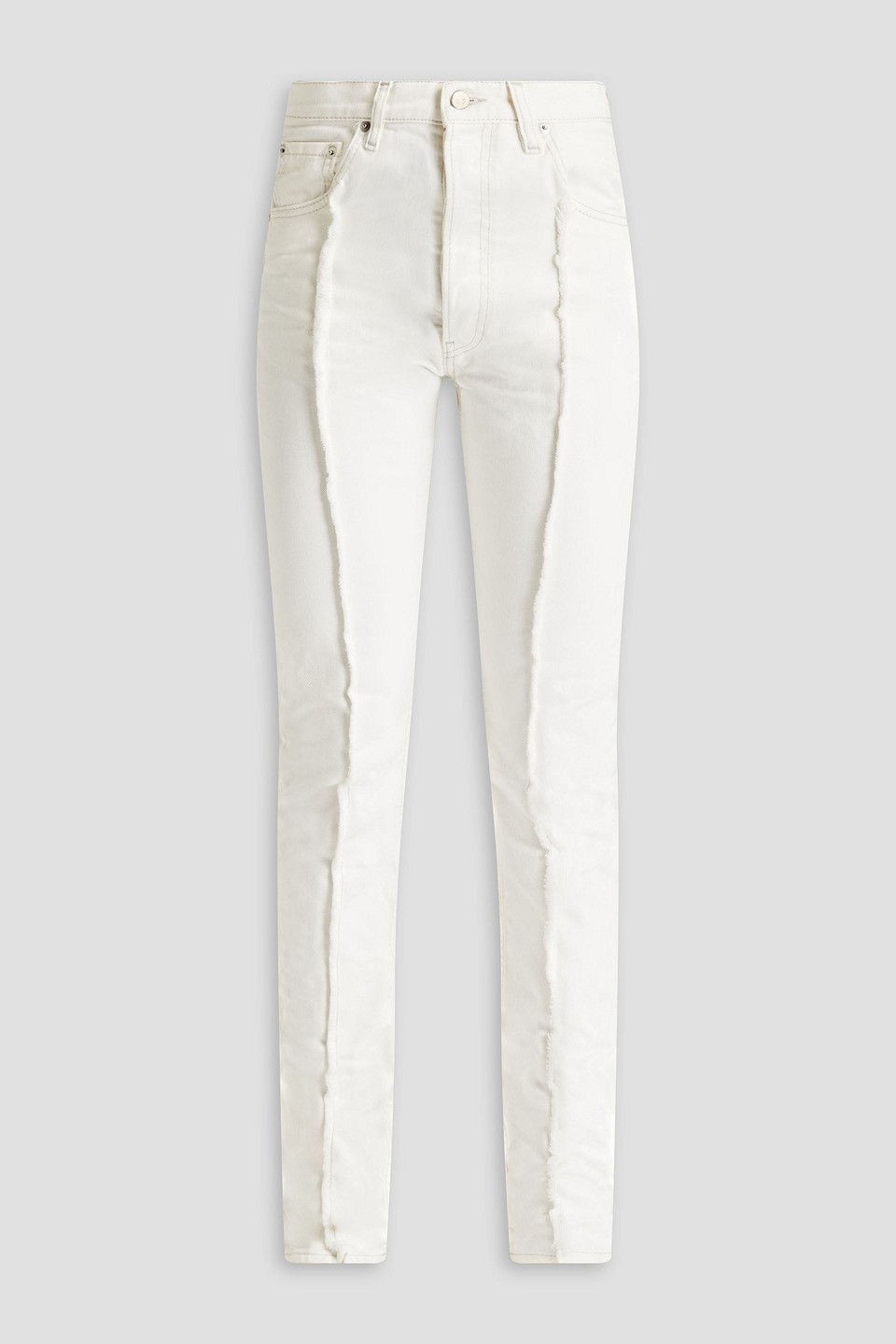 Maison Margiela Frayed High-rise Slim-leg Jeans In White