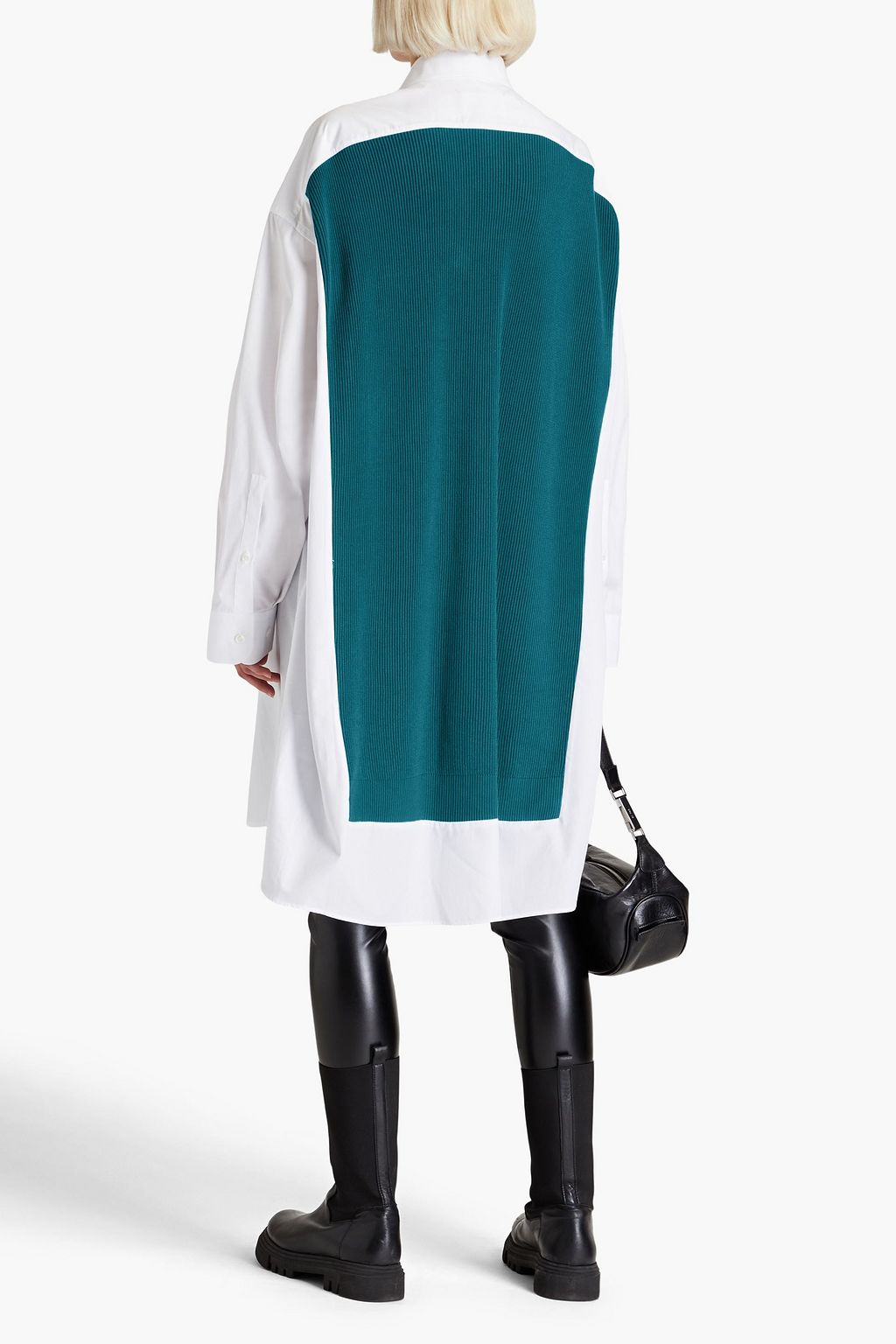 MAISON MARGIELA Oversized knit-paneled cotton-poplin shirt
