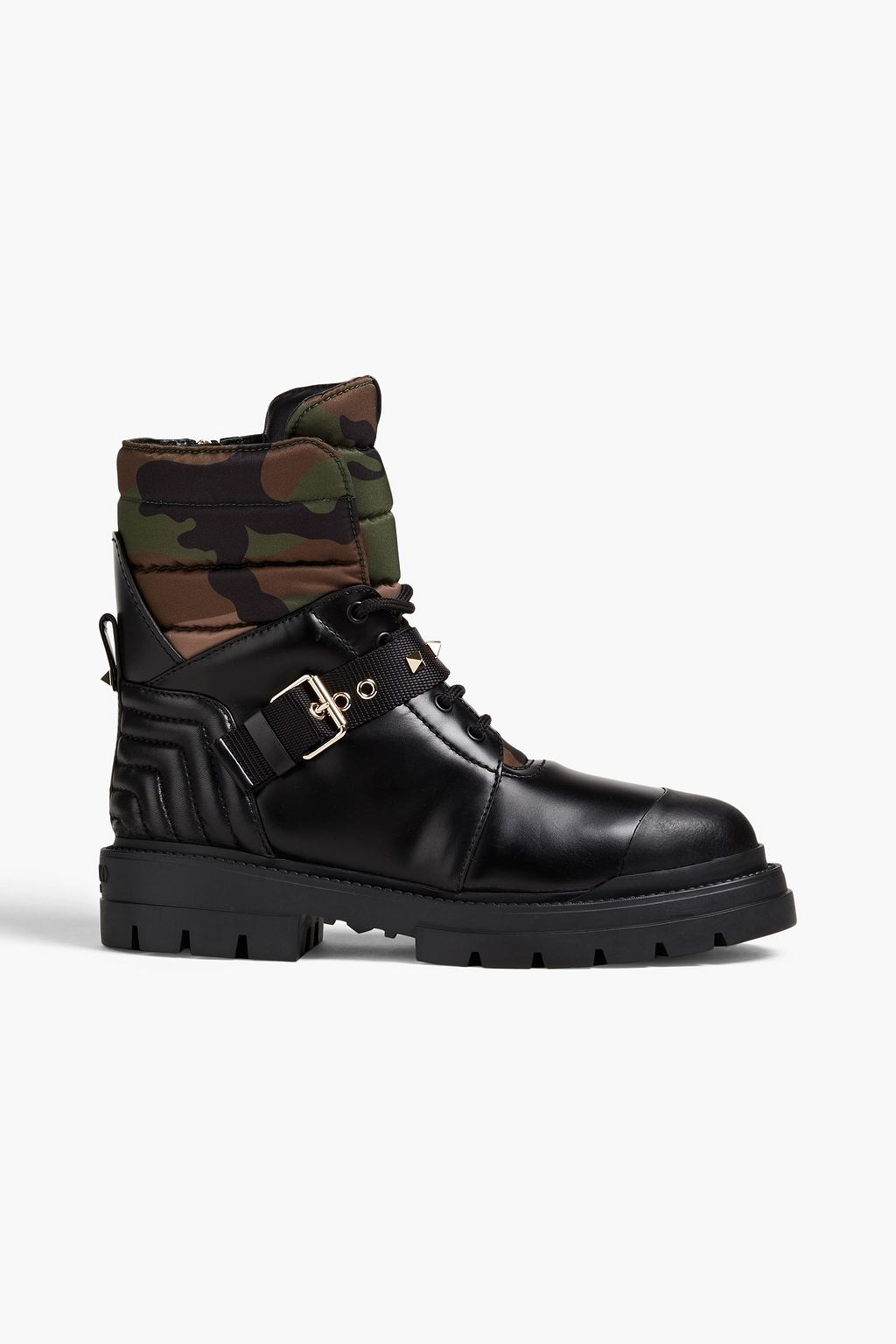 græs Serrated Hofte VALENTINO GARAVANI Rockstud camouflage-print quilted shell and leather  combat boots | Sale up to 70% off | THE OUTNET