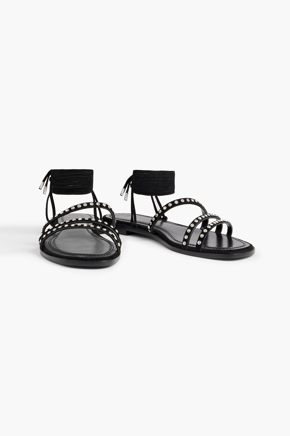 Shop Maje Suede Sandals In Black