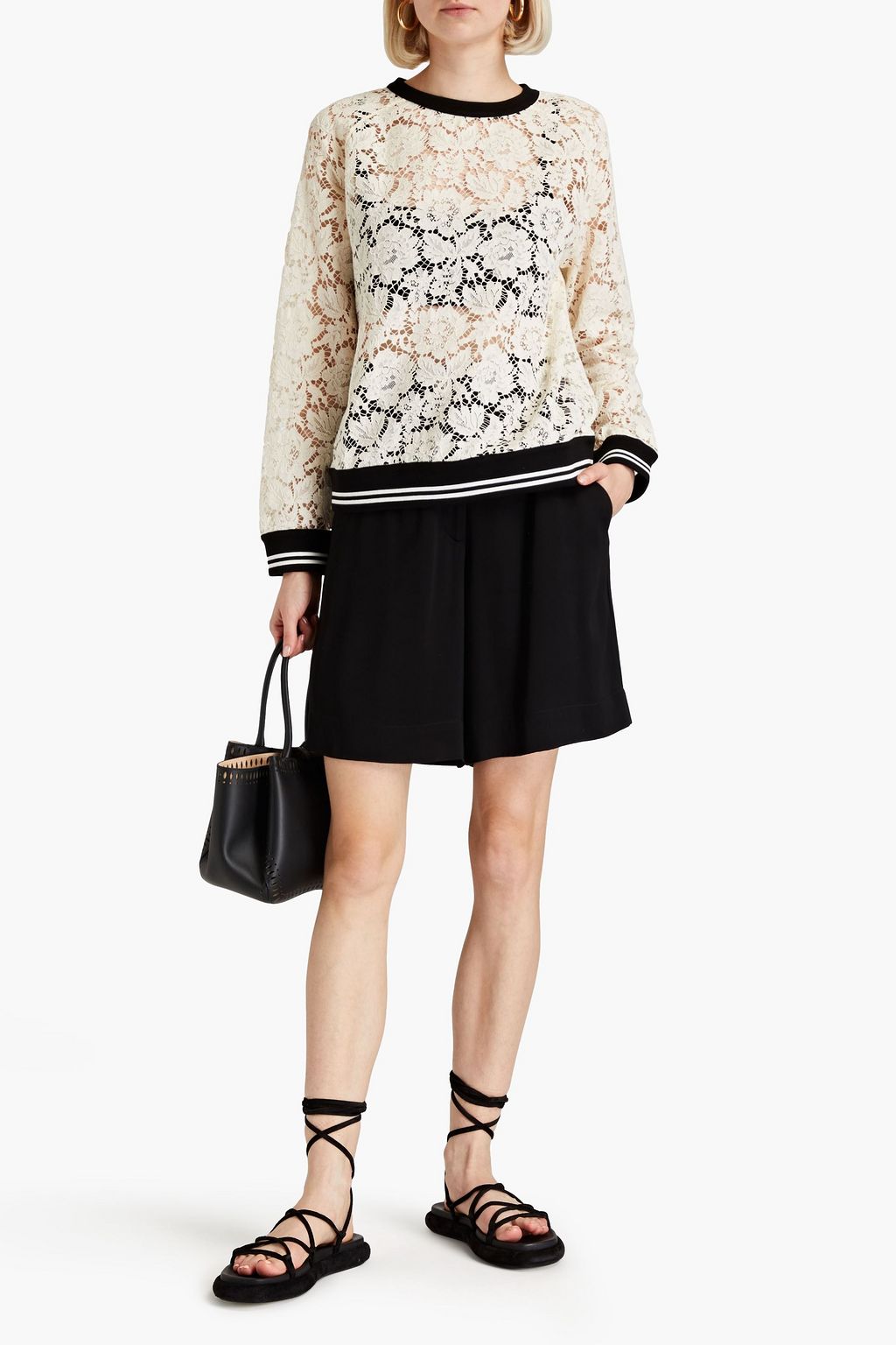VALENTINO Cotton-blend corded lace top