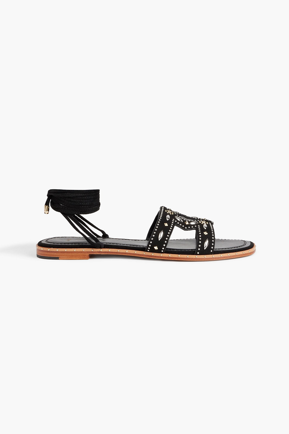 Maje Studded Suede Sandals In Black