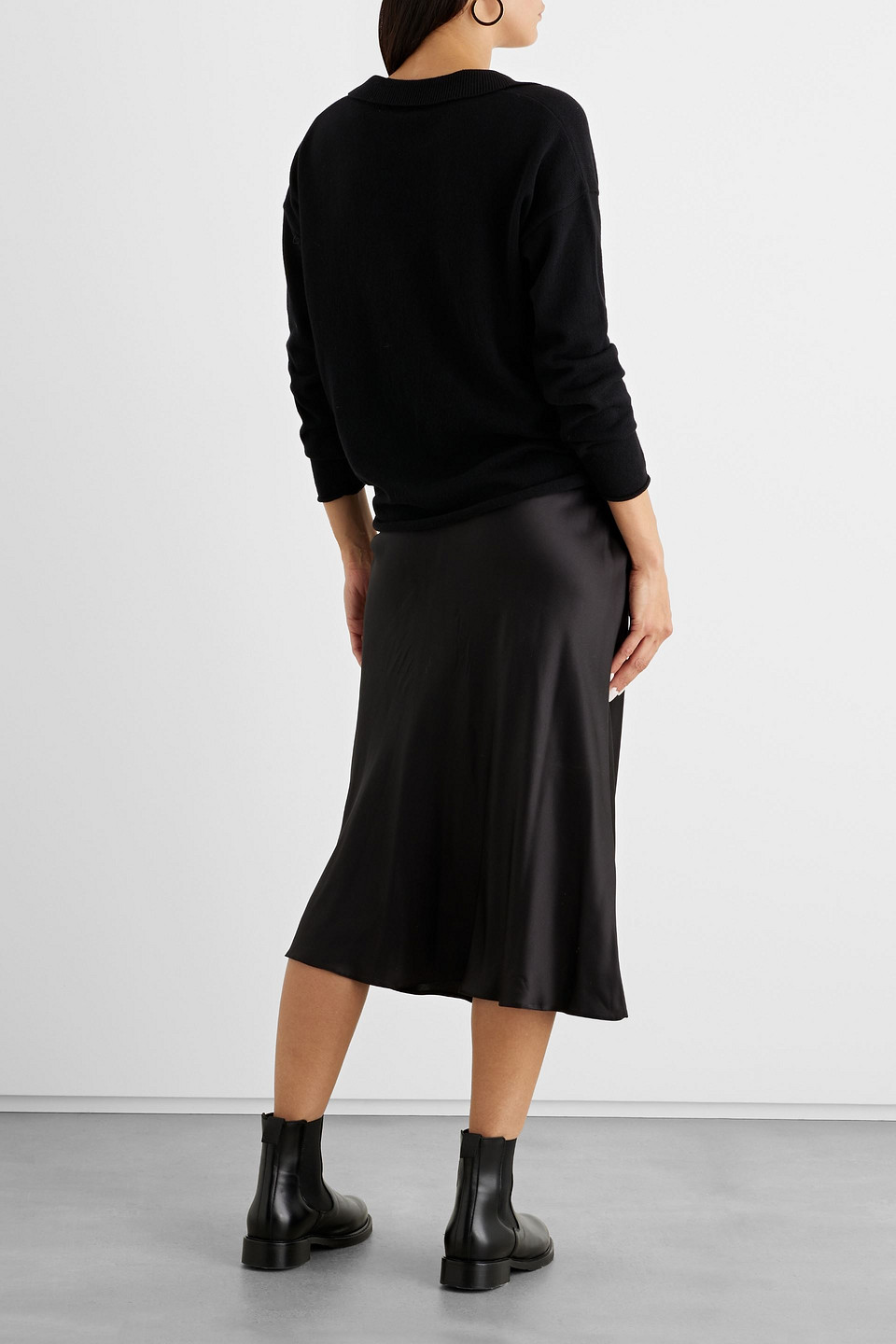 Iris & Ink Jessica Cashmere And Wool-blend Sweater In Black
