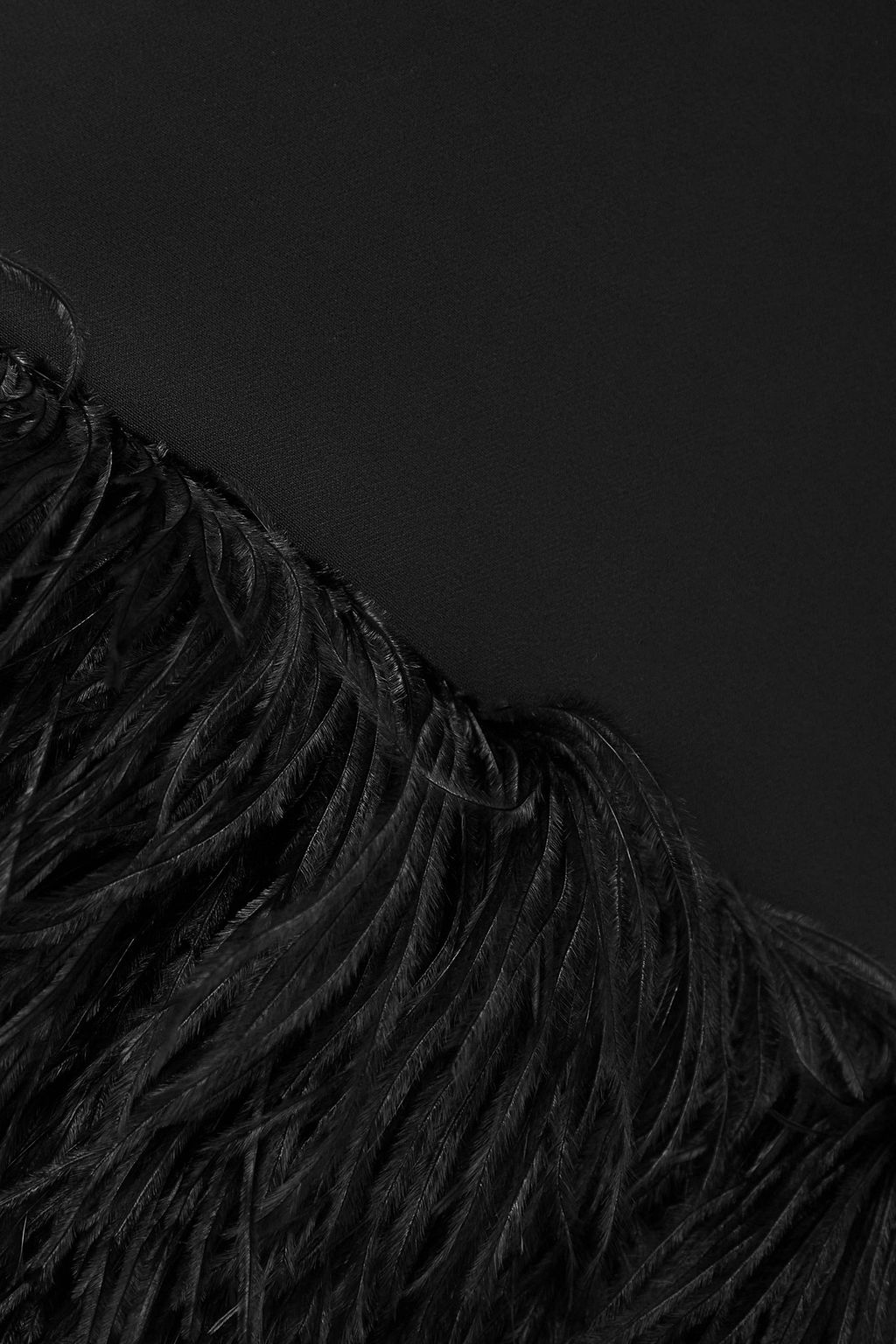 DAVID KOMA Feather-trimmed stretch-cady mini dress