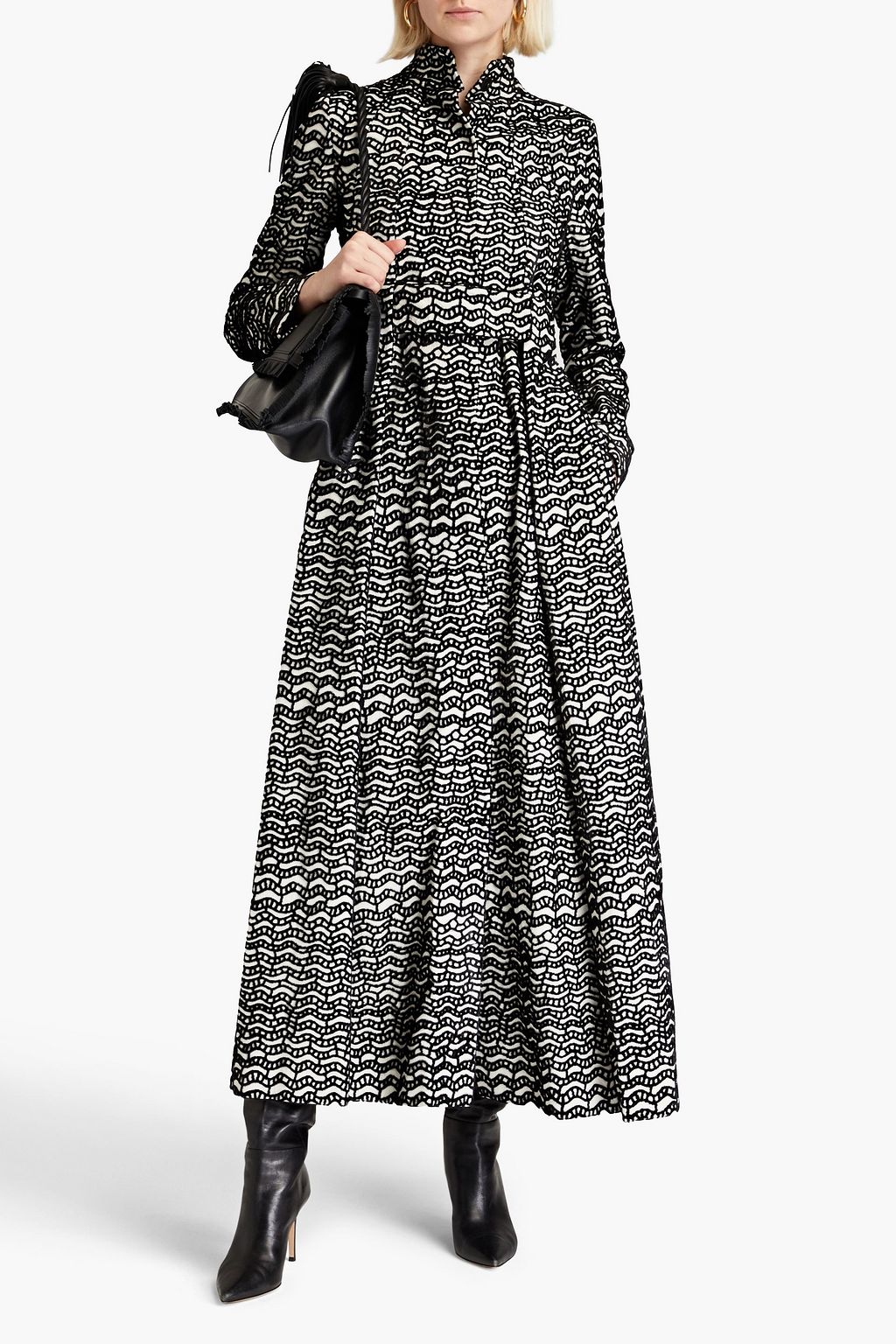 VALENTINO GARAVANI Pleated devoré-velvet coat | THE OUTNET