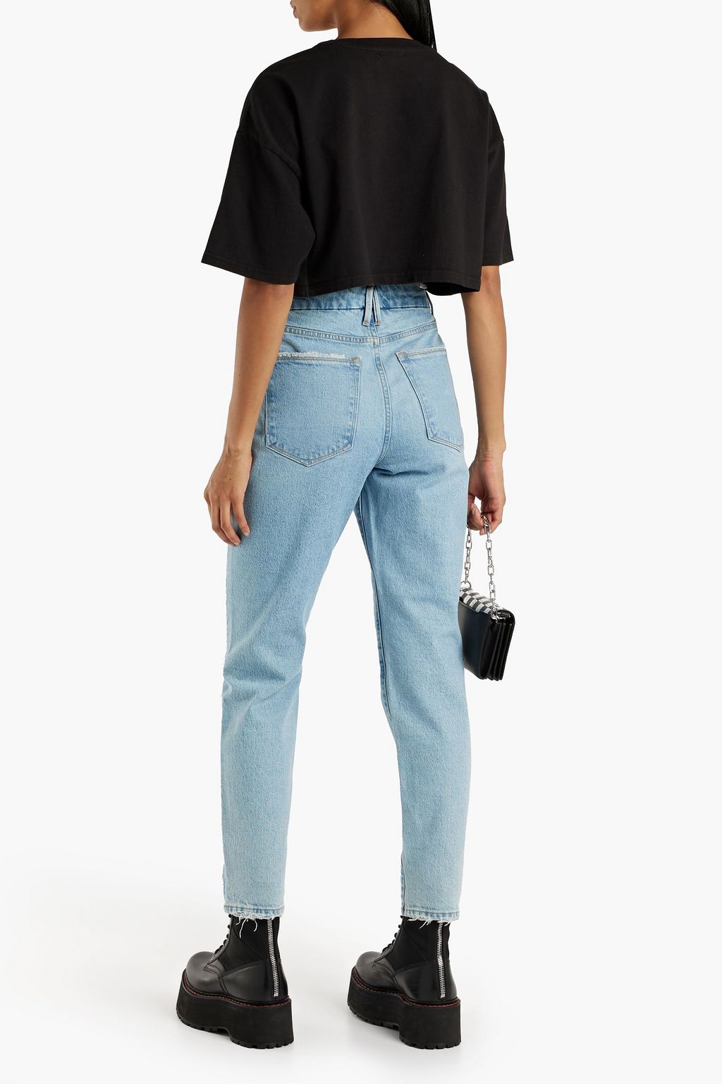 GOOD AMERICAN Good Girl frayed mid-rise slim-leg jeans