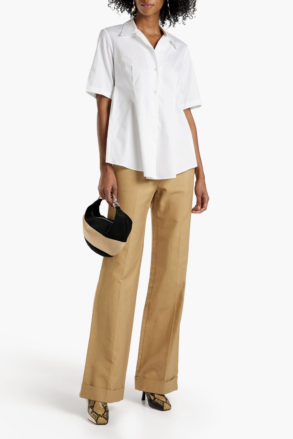 ADAM LIPPES Pleated cotton-poplin shirt