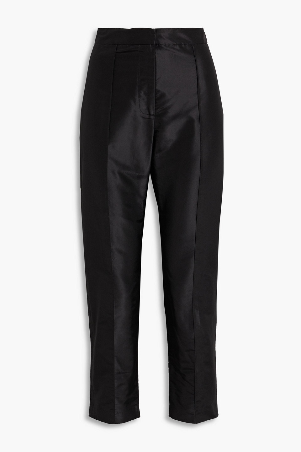 Adam Lippes Cropped Silk-taffeta Slim-leg Pants In Black