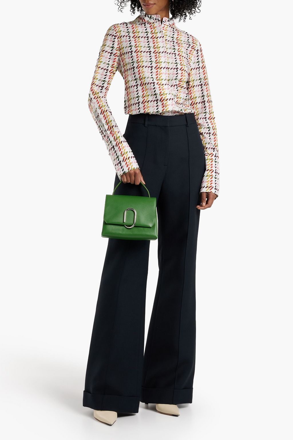 ADAM LIPPES Printed cotton and silk-blend shirt